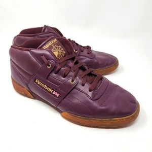 Reebok Workout Mid Ice Men's size 10 Burgundy Leather Sneakers